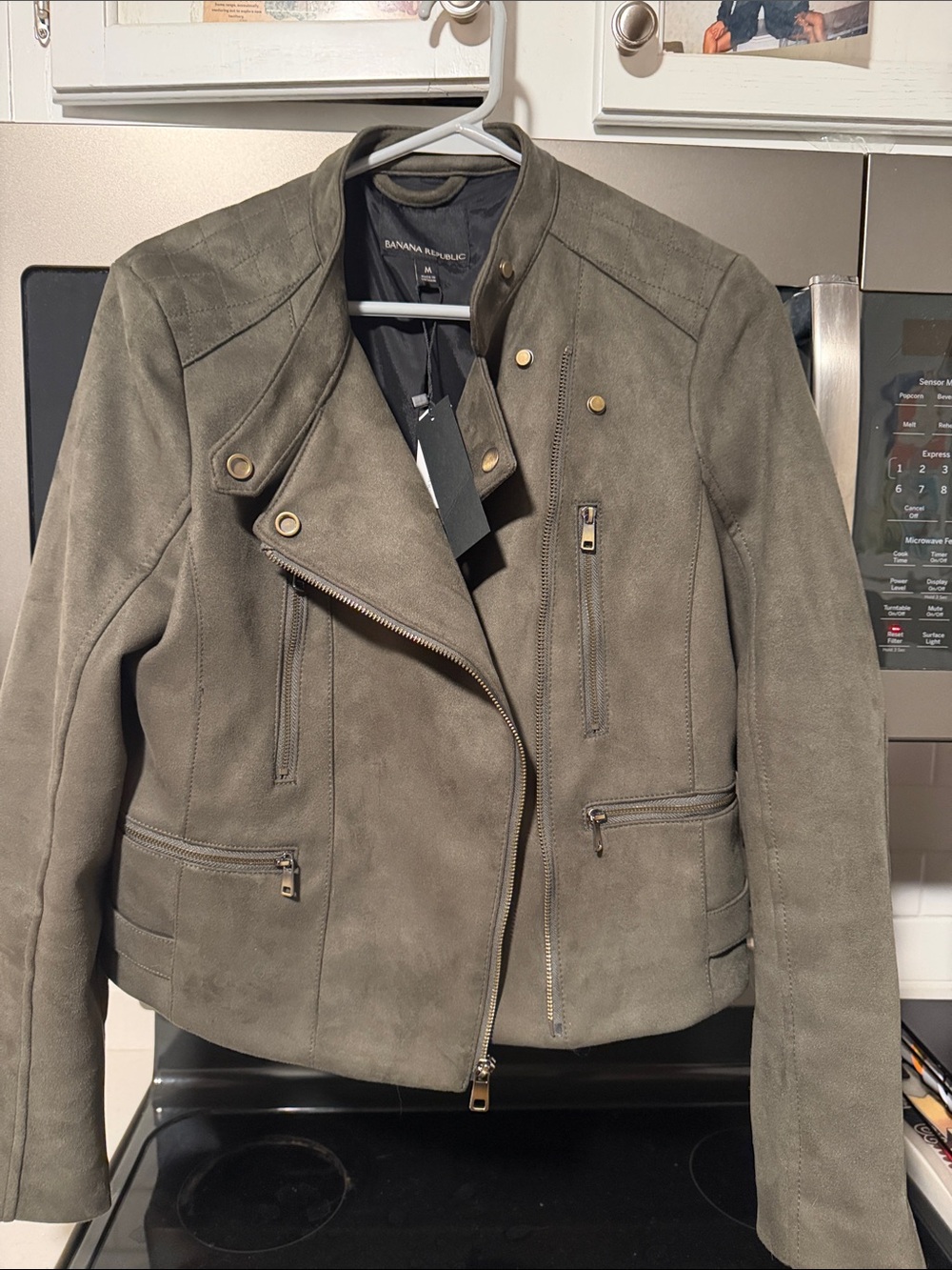 Banana Republic Olive Green Suede Moto Jacket